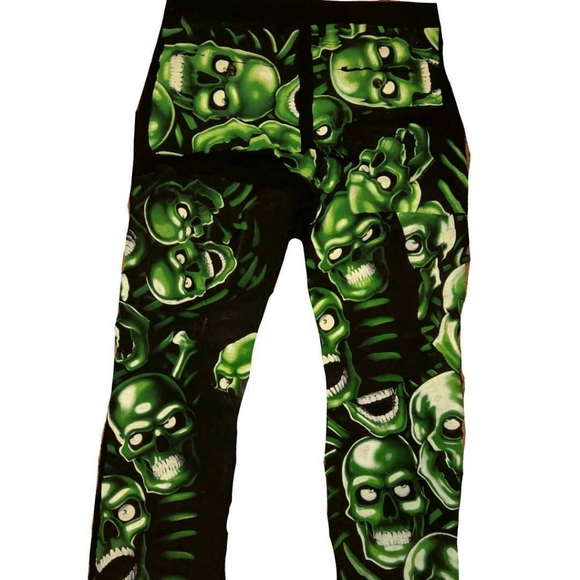 Custom Green Skull Pile Pants